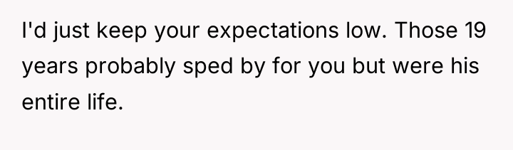 I'd just keep your expectations low. Those 19 years probably...