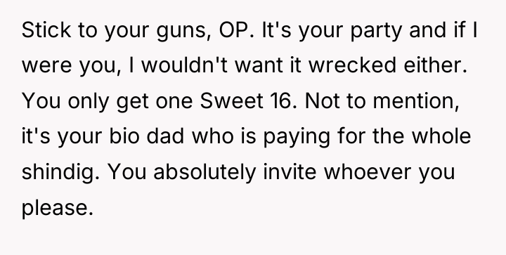 Stick to your guns, OP. It's your party and if...