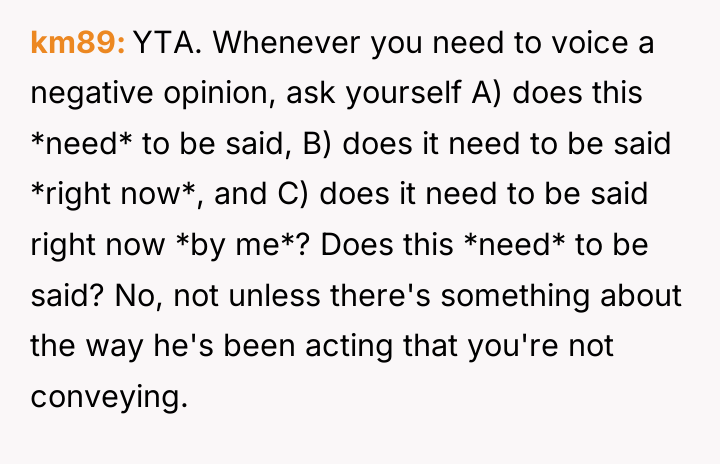 km89 YTA. Whenever you need to voice a negative opinion,...