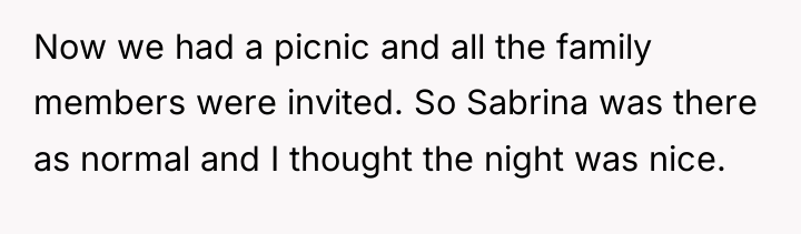 Now we had a picnic and all the family members...