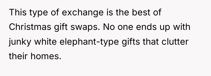 This type of exchange is the best of Christmas gift...