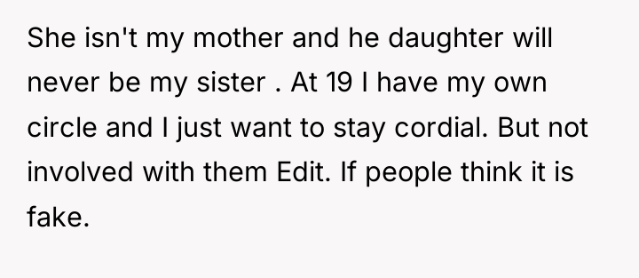 She isn't my mother and he daughter will never be...