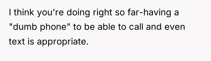 I think you're doing right so far-having a "dumb phone"...
