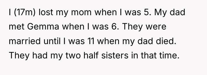 I (17m) lost my mom when I was 5. My...