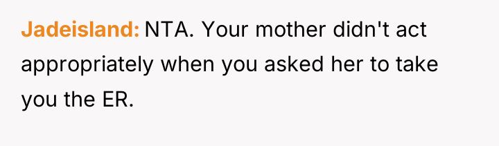 Jadeisland NTA. Your mother didn't act appropriately when you asked...