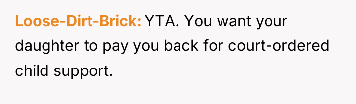 Loose-Dirt-Brick YTA. You want your daughter to pay you back...