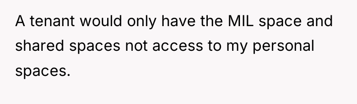 A tenant would only have the MIL space and shared...