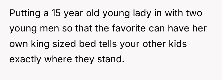 Putting a 15 year old young lady in with two...