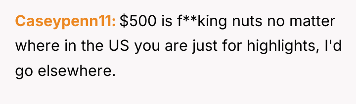 Caseypenn11 $500 is f**king nuts no matter where in the...