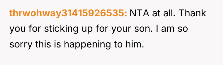 thrwohway31415926535 NTA at all. Thank you for sticking up for...