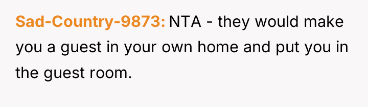 Sad-Country-9873 NTA - they would make you a guest in...