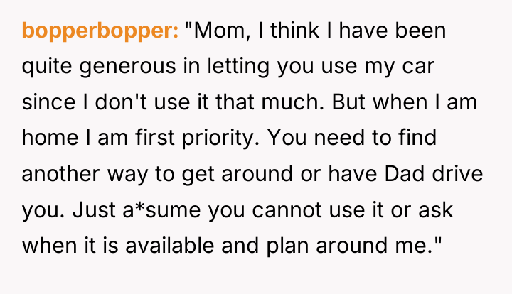 bopperbopper "Mom, I think I have been quite generous in...