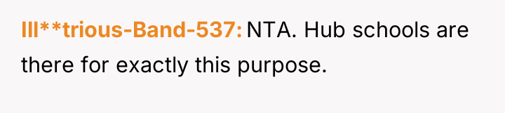 Ill**trious-Band-537 NTA. Hub schools are there for exactly this purpose.