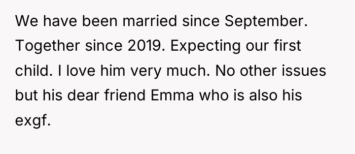 We have been married since September. Together since 2019. Expecting...