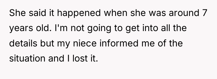 She said it happened when she was around 7 years...