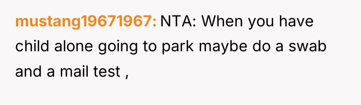 mustang19671967 NTA: When you have child alone going to park...