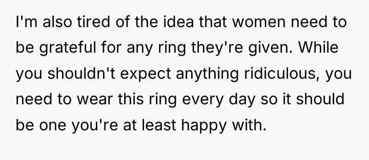 I'm also tired of the idea that women need to...