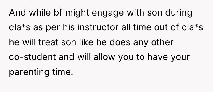 And while bf might engage with son during cla*s as...