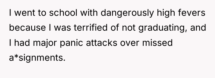 I went to school with dangerously high fevers because I...