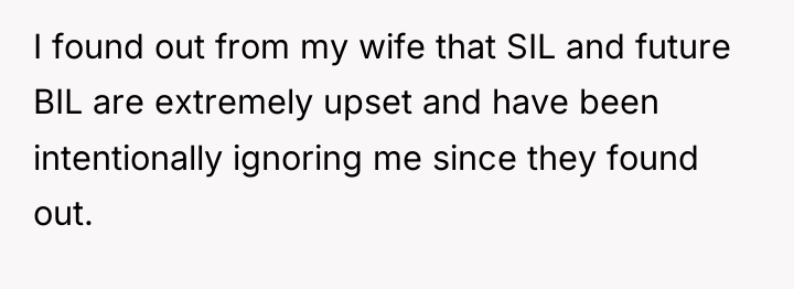 I found out from my wife that SIL and future...