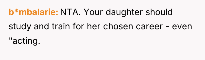 b*mbalarie NTA. Your daughter should study and train for her...