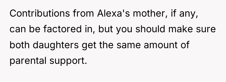 Contributions from Alexa's mother, if any, can be factored in,...