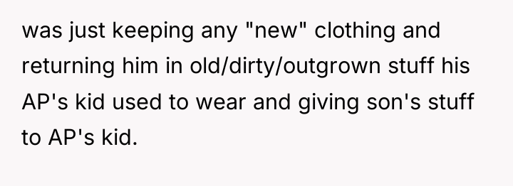 was just keeping any "new" clothing and returning him in...