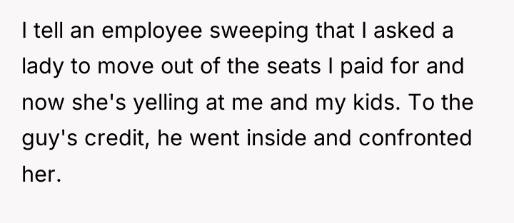 I tell an employee sweeping that I asked a lady...