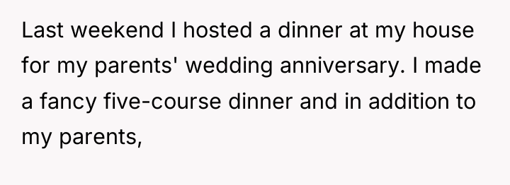 Last weekend I hosted a dinner at my house for...