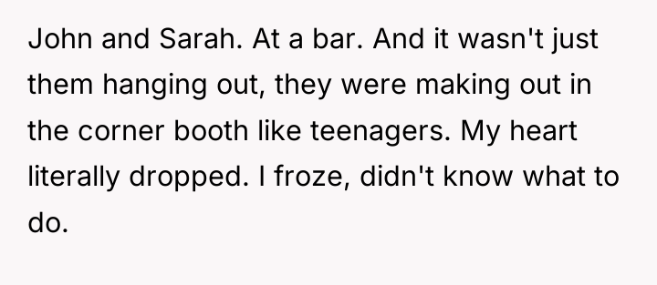 John and Sarah. At a bar. And it wasn't just...