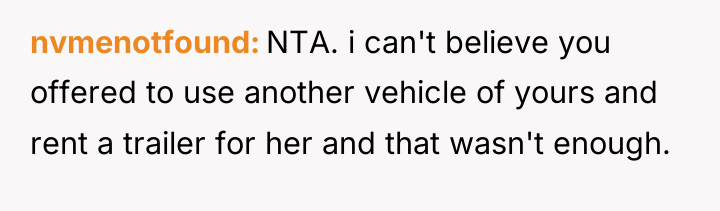 nvmenotfound NTA. i can't believe you offered to use another...