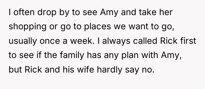I often drop by to see Amy and take her...