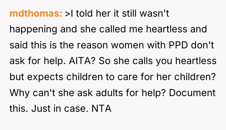 mdthomas >I told her it still wasn't happening and she...