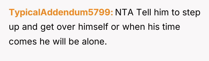 TypicalAddendum5799 NTA Tell him to step up and get over...