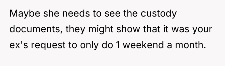 Maybe she needs to see the custody documents, they might...