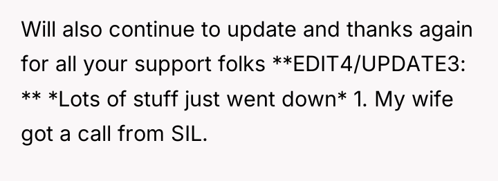 Will also continue to update and thanks again for all...