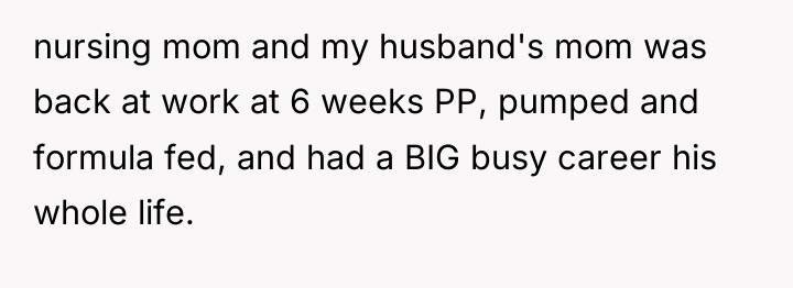 nursing mom and my husband's mom was back at work...