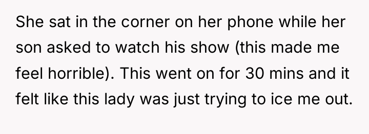 She sat in the corner on her phone while her...