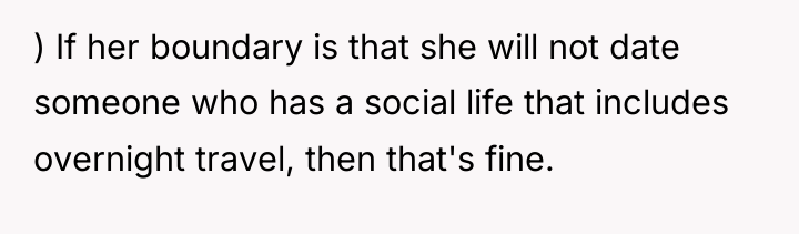 ) If her boundary is that she will not date...