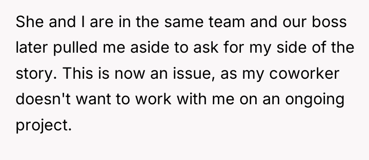 She and I are in the same team and our...