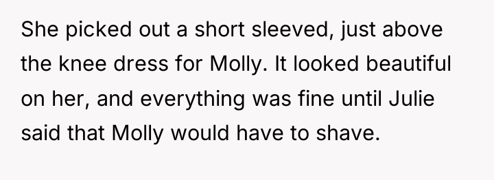 She picked out a short sleeved, just above the knee...