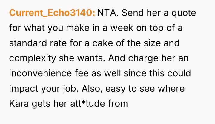 Current_Echo3140 NTA. Send her a quote for what you make...