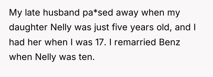 My late husband pa*sed away when my daughter Nelly was...
