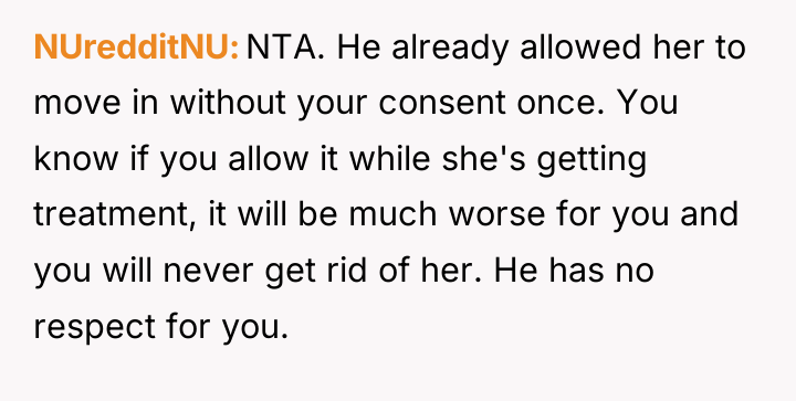 NUredditNU NTA. He already allowed her to move in without...