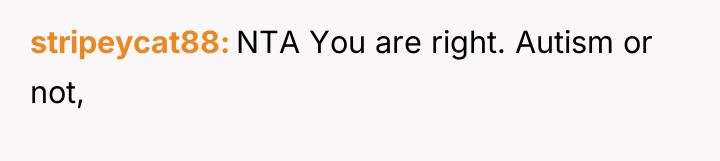 stripeycat88 NTA You are right. Autism or not,