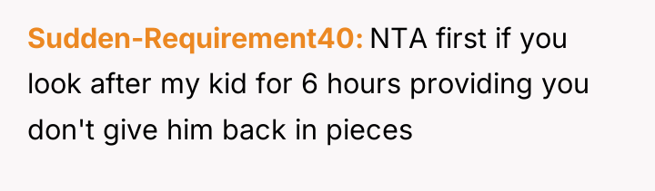 Sudden-Requirement40 NTA first if you look after my kid for...