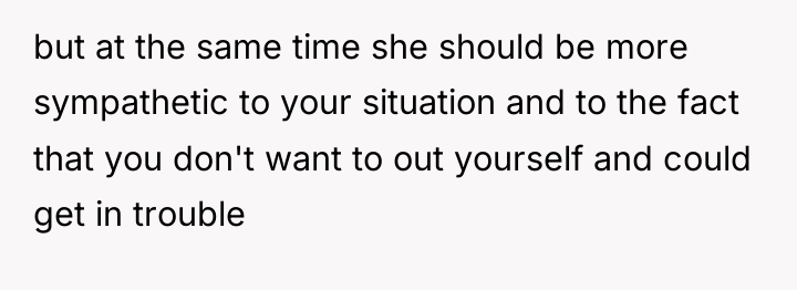 but at the same time she should be more sympathetic...