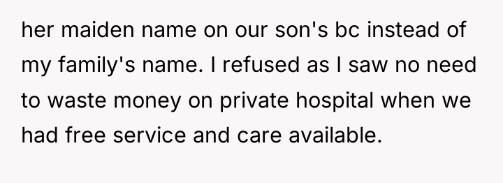 her maiden name on our son's bc instead of my...