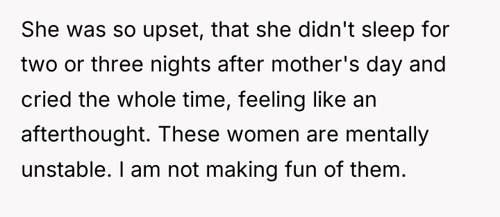 She was so upset, that she didn't sleep for two...