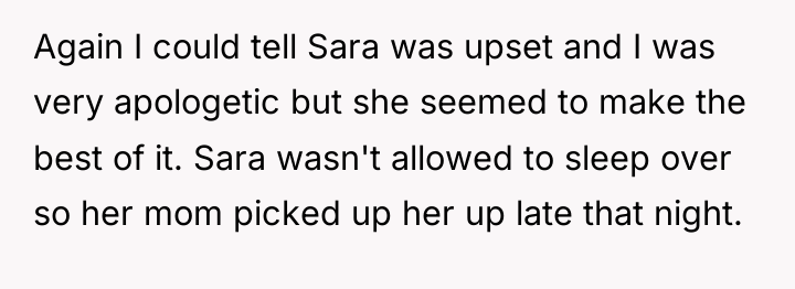 Again I could tell Sara was upset and I was...